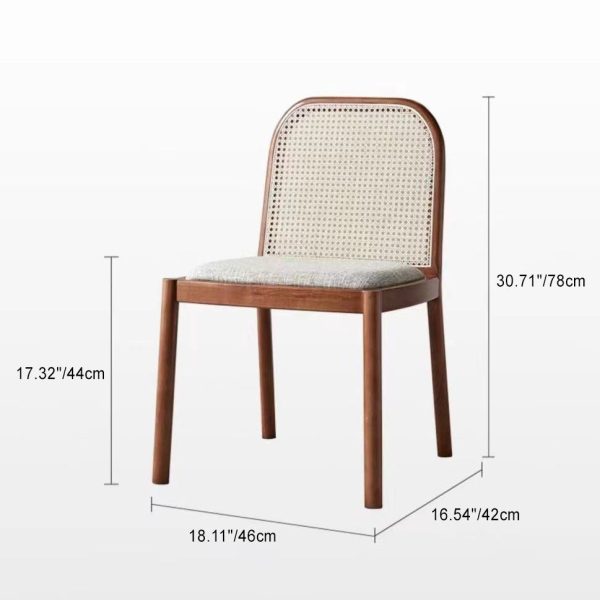 Traditional Chinese Square Weaving Wood Fabric Foam Dining Chair Four Legs Backrest For Dining Room - Image 3