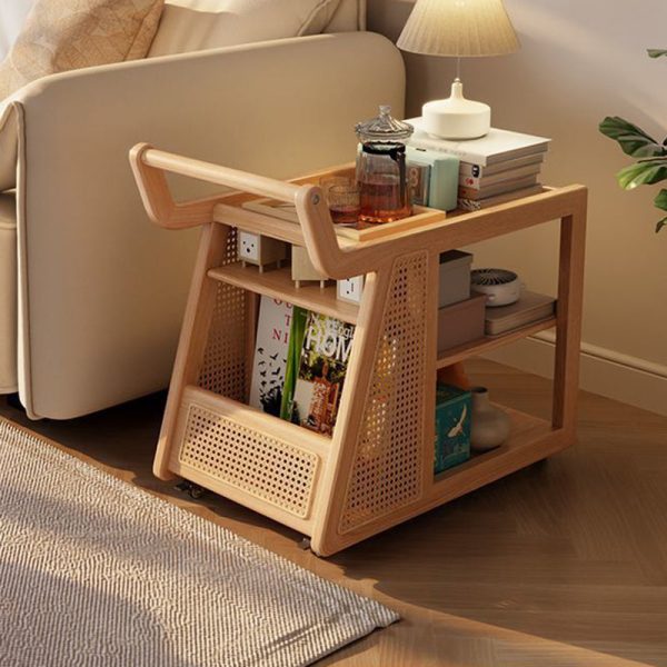 Contemporary Retro Solid Wood Movable Multifunctional Storage End Table 3-Tier For Living Room - Image 20