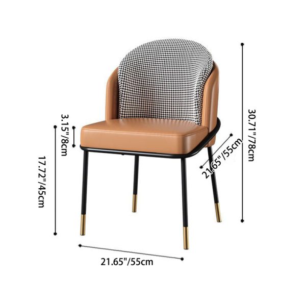 Modern Luxury Square Upholstered Curved Backrest Leather Fabric Iron Dining Chair For Dining Room - Image 4