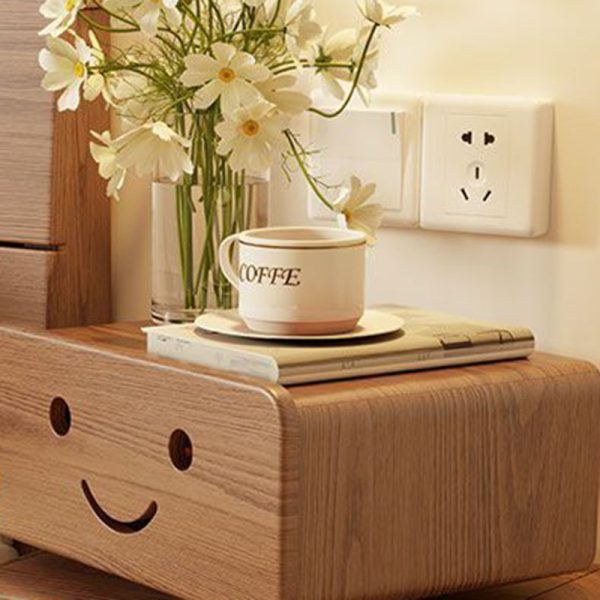 Contemporary Creative Square Rubberwood Glass Metal Nightstand 2-Cabinet For Bedroom - Image 10