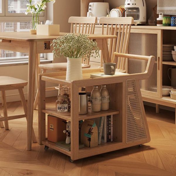 Contemporary Retro Solid Wood Movable Multifunctional Storage End Table 3-Tier For Living Room - Image 4