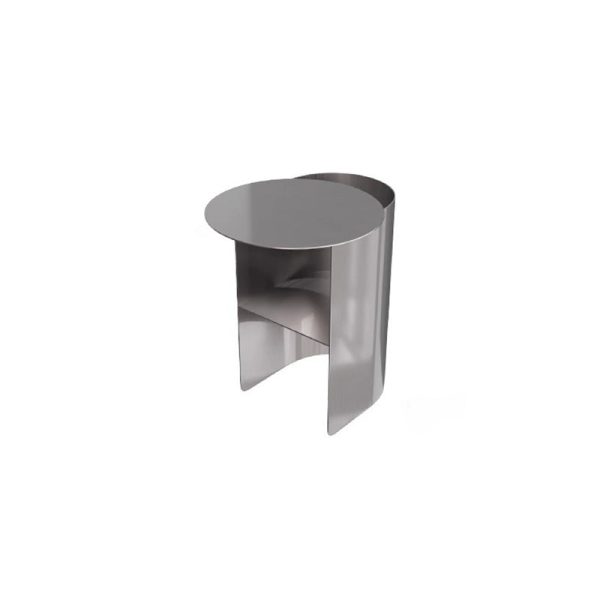Modern Minimalist Round Rectangular T Shape Iron Stainless Steel End Table 1-Storage For Bedroom - Image 15