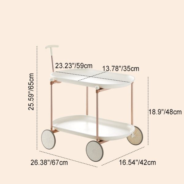 Contemporary Nordic Oval Round ABS Aluminum End Table 2-Tier For Living Room - Image 4