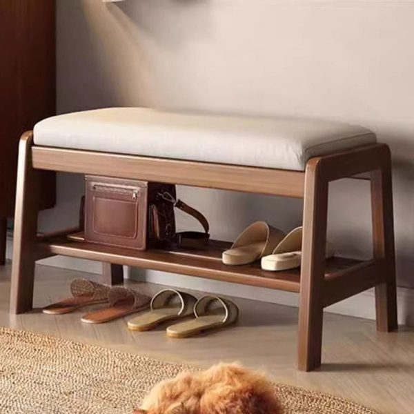 Contemporary Scandinavian Rectangle Tech Cloth Solid Wood Shoe Storage 1-Shelf For Entryways - Image 22