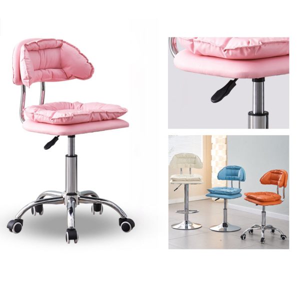 Modern Minimalist Square Cushion Leather Metal Bar Stool Backrest Height Adjustable For Dining Room - Image 13