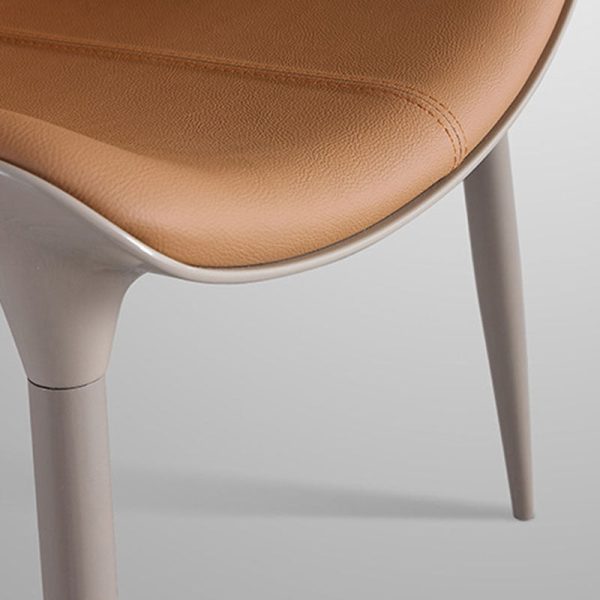 Modern Simplicity Cowhide Steel Sponge Square Curved Dinining Chair Backrest For Dining Room - Image 6