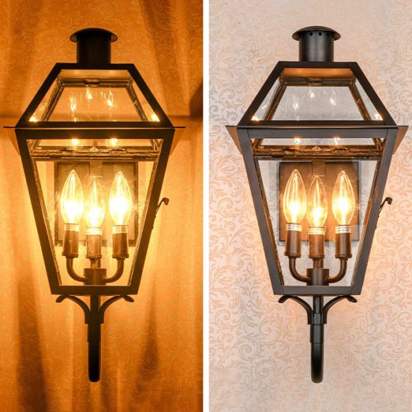 Industrial Waterproof Glass Lantern Iron 3-Light Outdoor Wall Sconce Lamp - Image 7