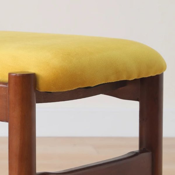 Traditional Vintage Wood Curved Frame Velvet Dining Chair Backrest For Dining Room - Image 6
