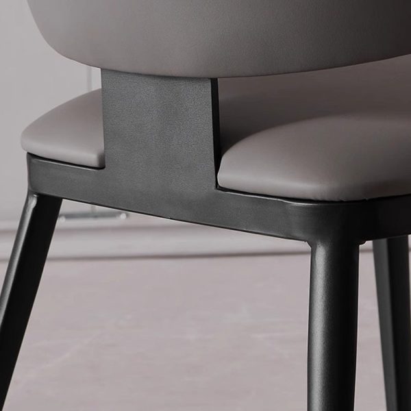 Modern Minimalist Square Cushion Microfiber Leather Carbon Steel Dining Chair Backrest For Dining Room - Image 9