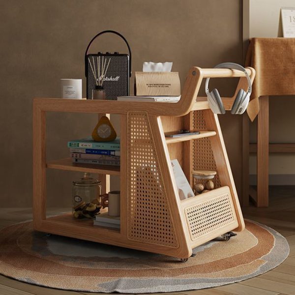 Contemporary Retro Solid Wood Movable Multifunctional Storage End Table 3-Tier For Living Room - Image 22