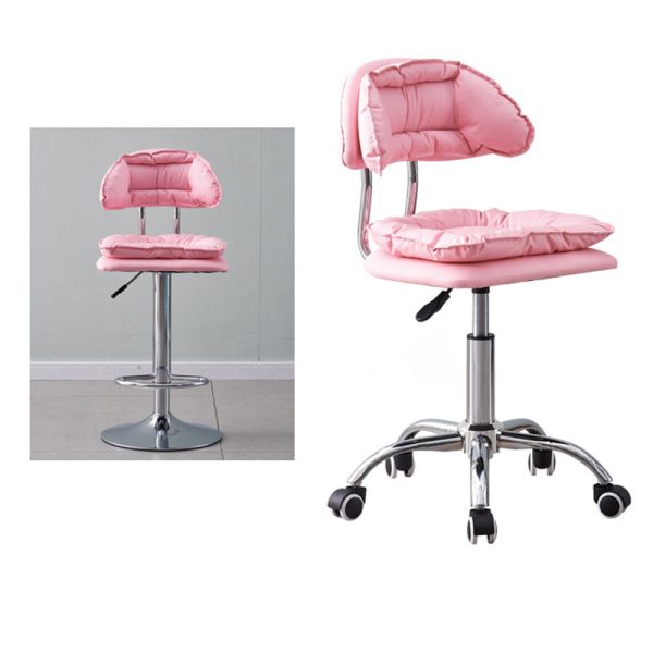 Modern Minimalist Square Cushion Leather Metal Bar Stool Backrest Height Adjustable For Dining Room - Image 14
