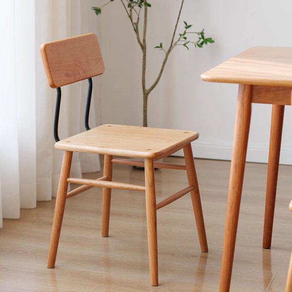 Traditional Vintage Square Cherry Wood Dining Chair Backrest For Dining Room - Image 13