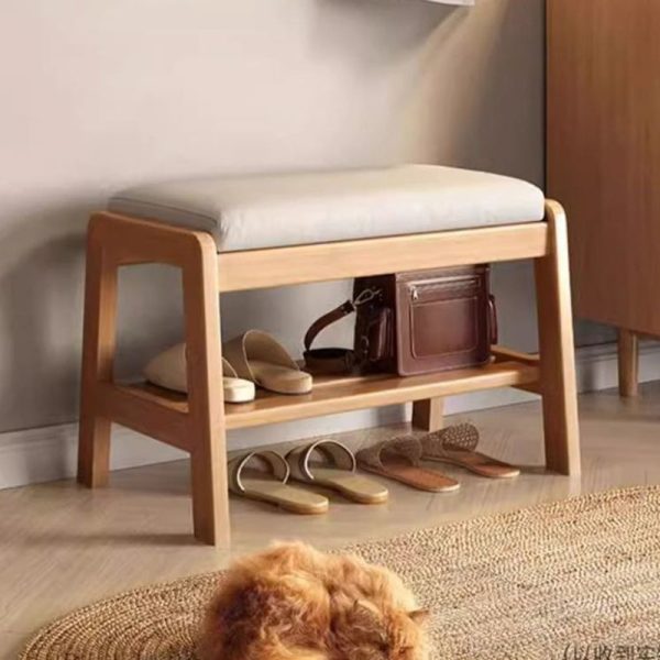 Contemporary Scandinavian Rectangle Tech Cloth Solid Wood Shoe Storage 1-Shelf For Entryways - Image 21