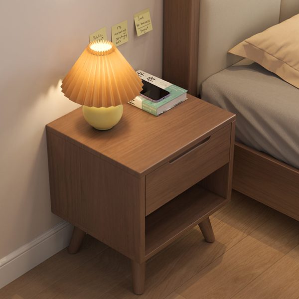 Modern Simplicity Square Cubic Rectangular Rubber Wood Nightstand 1/2 Drawer For Bedside - Image 19
