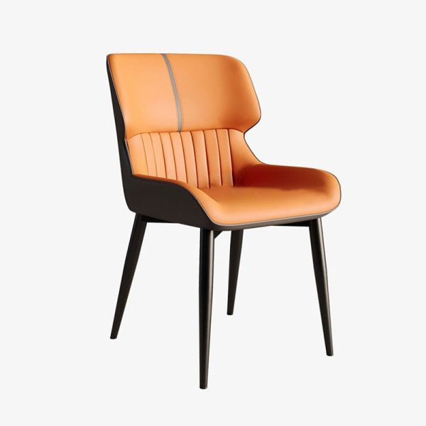 Modern Minimalist Steel Leather Dining Chair Backrest Armless For Dining Room - Image 16