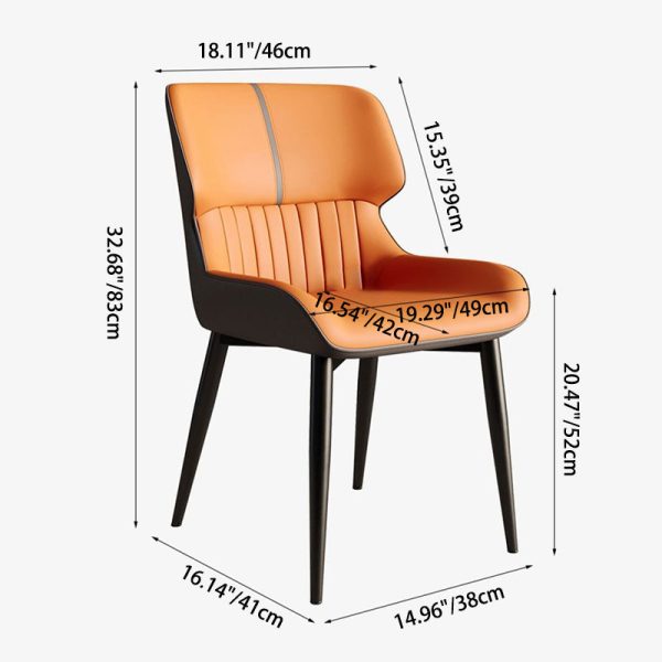 Modern Minimalist Steel Leather Dining Chair Backrest Armless For Dining Room - Image 4