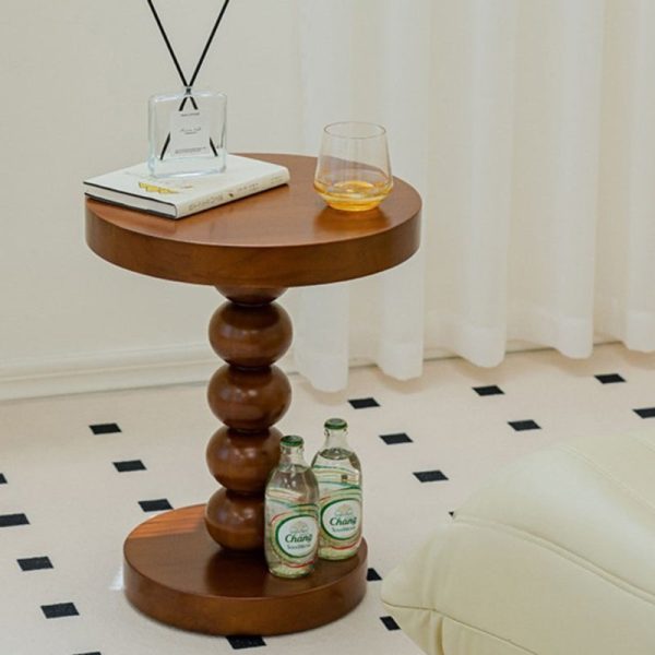 Traditional Vintage Round Beaded Wooden Coffee Table For Living Room - Image 31
