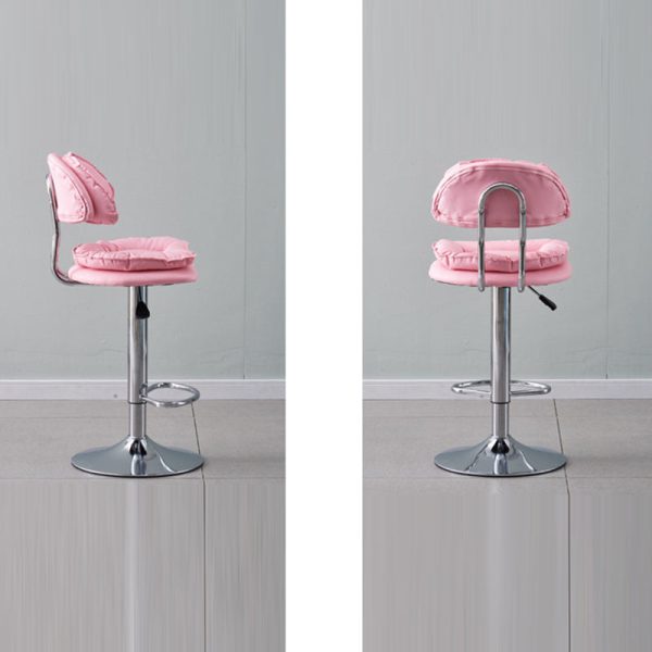 Modern Minimalist Square Cushion Leather Metal Bar Stool Backrest Height Adjustable For Dining Room - Image 16