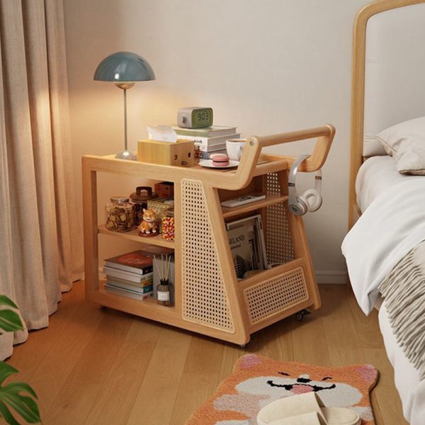 Contemporary Retro Solid Wood Movable Multifunctional Storage End Table 3-Tier For Living Room - Image 23