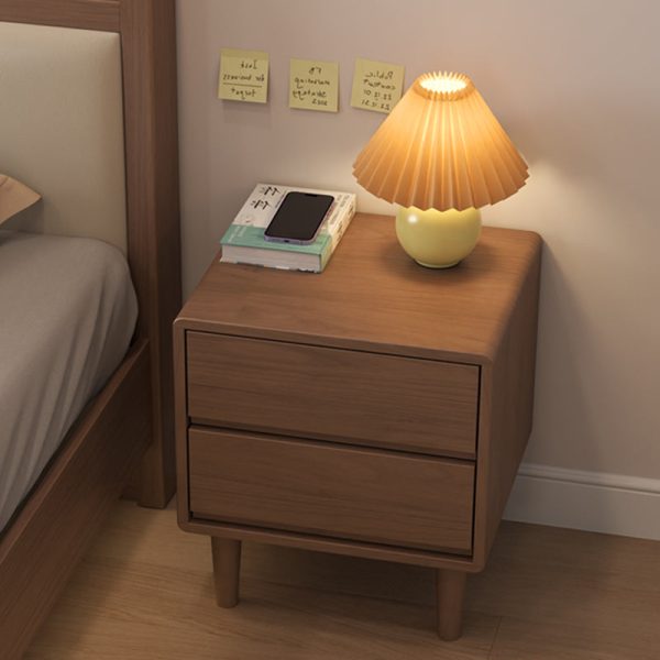 Modern Simplicity Square Cubic Rectangular Rubber Wood Nightstand 1/2 Drawer For Bedside - Image 3