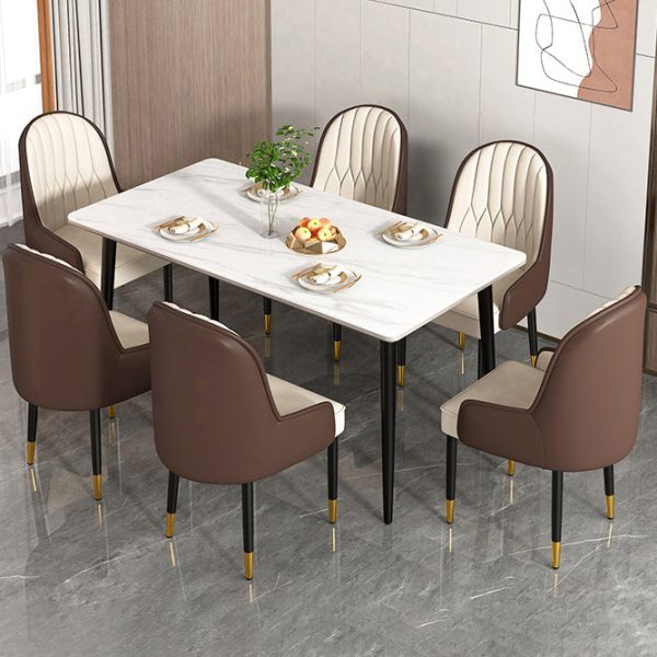 Modern Simplicity Leather Sponge Carbon Steel Metal Square Dining Chair Backrest Armrest For Dining Room - Image 16