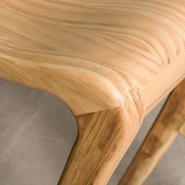 Traditional Japanese Curved Ash Wood Bar Stool Footrest For Dining Room - Image 7