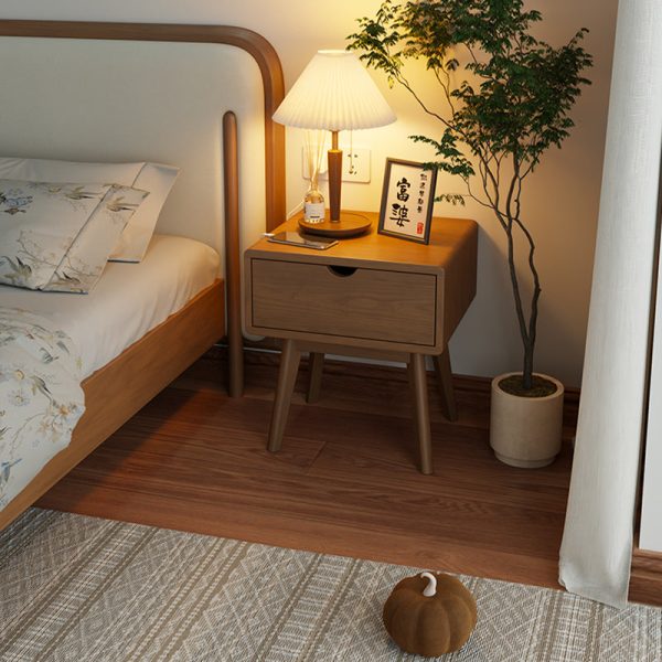Modern Simplicity Square Cubic Rectangular Rubber Wood Nightstand 1/2 Drawer For Bedside - Image 21