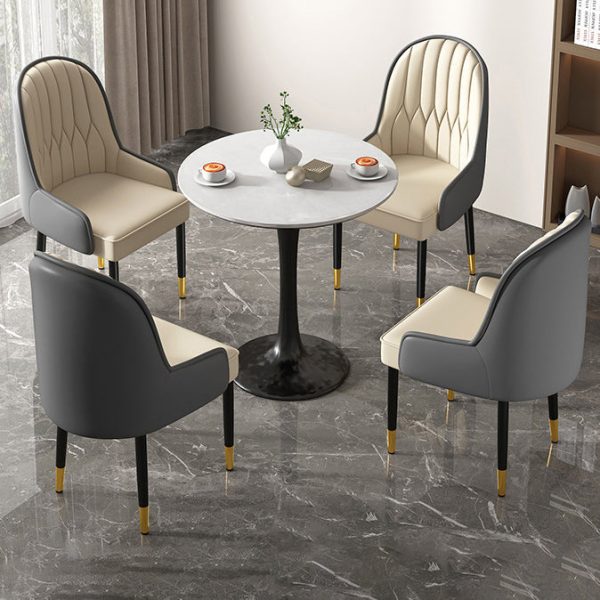 Modern Simplicity Leather Sponge Carbon Steel Metal Square Dining Chair Backrest Armrest For Dining Room - Image 15