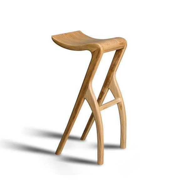 Traditional Japanese Curved Ash Wood Bar Stool Footrest For Dining Room - Image 14
