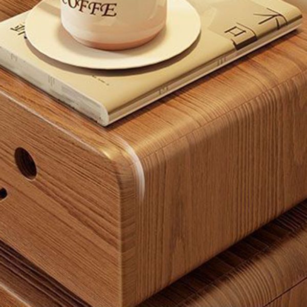 Contemporary Creative Square Rubberwood Glass Metal Nightstand 2-Cabinet For Bedroom - Image 9