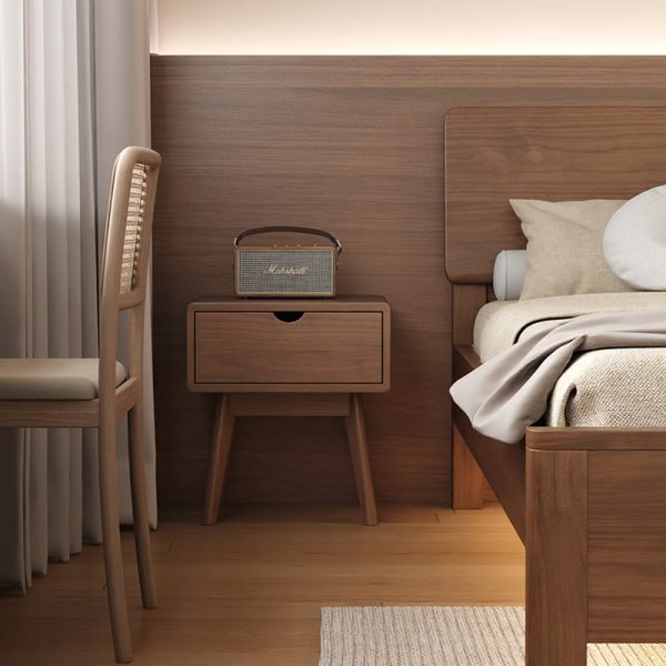 Modern Simplicity Square Cubic Rectangular Rubber Wood Nightstand 1/2 Drawer For Bedside - Image 24