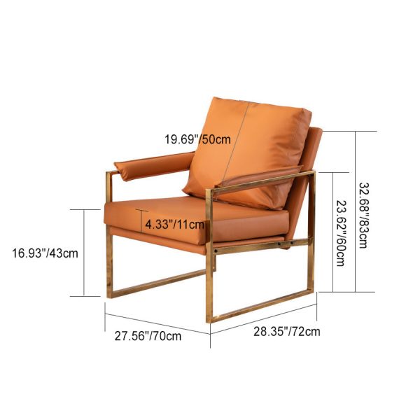 Contemporary Scandinavian Fabric Velvet Leather Carbon Steel Latex Sponge Square Accent Chair Backrest Armrest For Living Room - Image 7