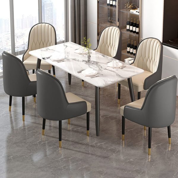 Modern Simplicity Leather Sponge Carbon Steel Metal Square Dining Chair Backrest Armrest For Dining Room - Image 17