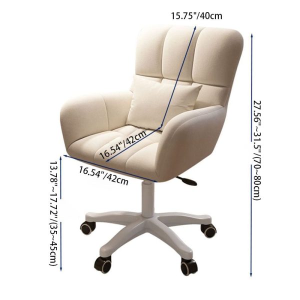 Modern Minimalist Square Back Velvet Cotton Nylon Desk Chair Backrest Armrest For Home Office - Image 4
