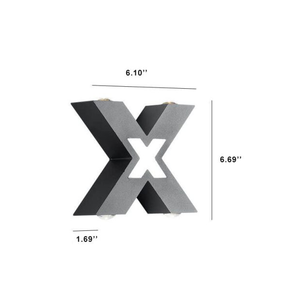 Modern Waterproof Letter X Shaped LED 4-Light Outdoor Wall Sconce Lamp - Image 4