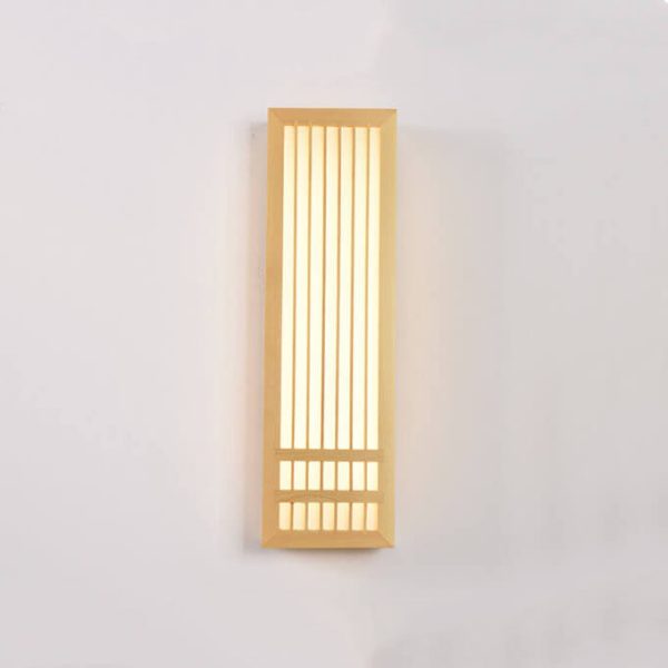 Simple Solid Wood Rectangular 1-Light Japanese Wall Sconce Lamp - Image 12