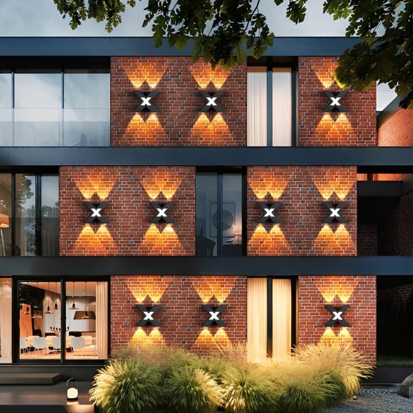 X Shape Creative Waterproof LED Black Modern Outdoor Wall Lamp Exterior Lights - Image 5