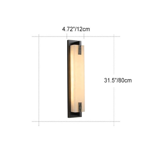 Modern Transitional Rectangular Copper Marble LED Outdoor Wall Sconce Lamp For Outdoor Patio - Image 6