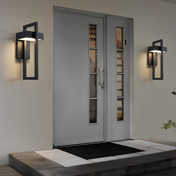 Rectangular Minimalist LED Waterproof Black Modern Outdoor Wall Lamp - Image 2