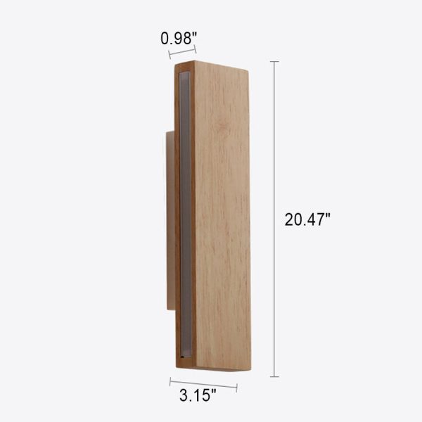 Japanese Minimalist Log Rectangular Flat Rotatable LED Wall Sconce Lamp - Image 10
