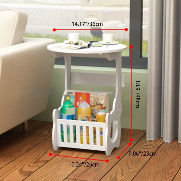 Contemporary Creative Round Rectangular Basket Base Wood Board End Table 1-Storage For Living Room - Image 6