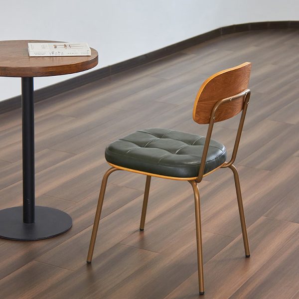 Modern Minimalist Square Metal Leather Four Legs  Dining Chair Backrest For Dining Room - Image 2