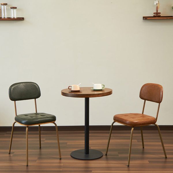 Modern Minimalist Square Metal Leather Four Legs  Dining Chair Backrest For Dining Room - Image 11
