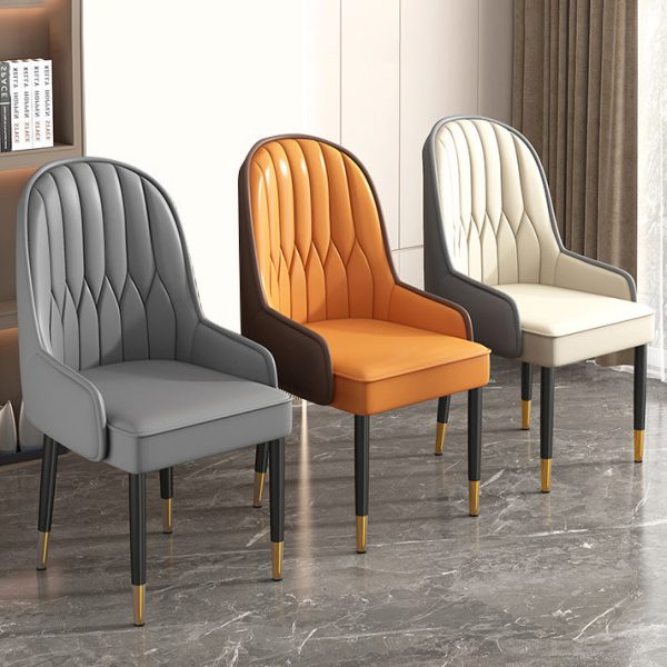 Modern Simplicity Leather Sponge Carbon Steel Metal Square Dining Chair Backrest Armrest For Dining Room - Image 2