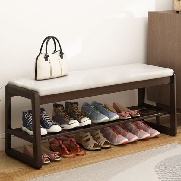 Contemporary Scandinavian Rectangle Tech Cloth Solid Wood Shoe Storage 1-Shelf For Entryways - Image 17