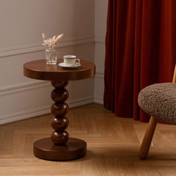 Traditional Vintage Round Beaded Wooden Coffee Table For Living Room - Image 39