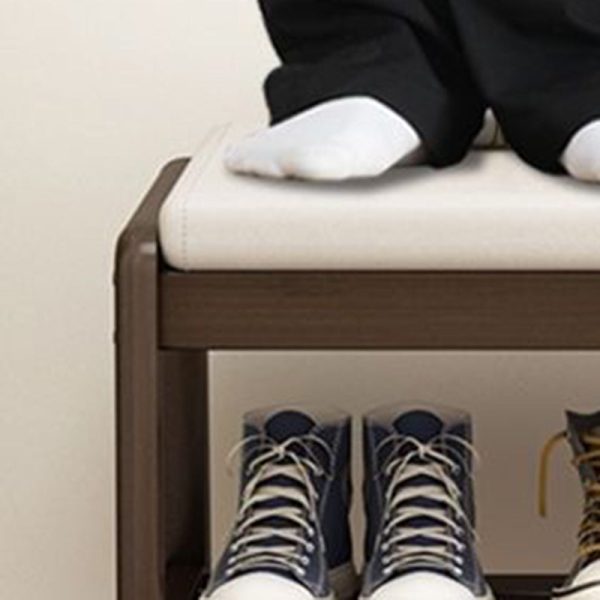Contemporary Scandinavian Rectangle Tech Cloth Solid Wood Shoe Storage 1-Shelf For Entryways - Image 8