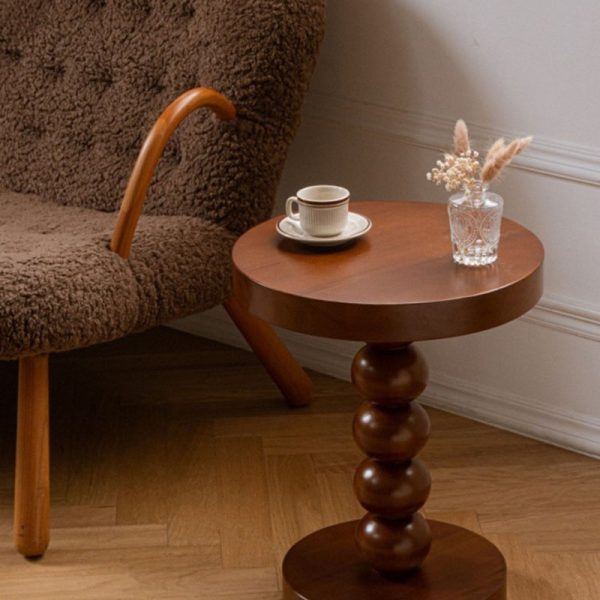 Traditional Vintage Round Beaded Wooden Coffee Table For Living Room - Image 41