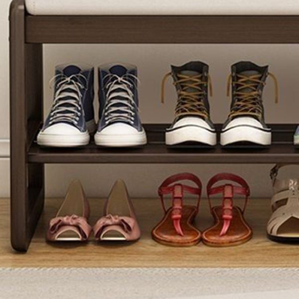 Contemporary Scandinavian Rectangle Tech Cloth Solid Wood Shoe Storage 1-Shelf For Entryways - Image 18