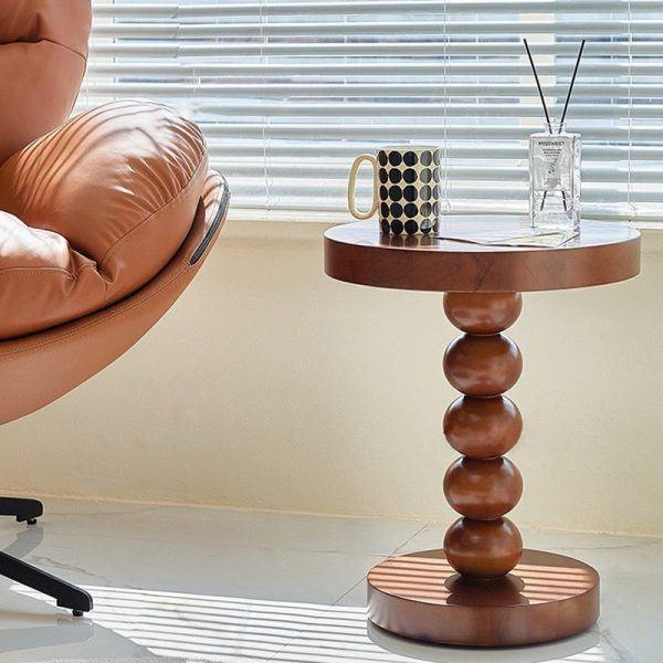 Traditional Vintage Round Beaded Wooden Coffee Table For Living Room - Image 42